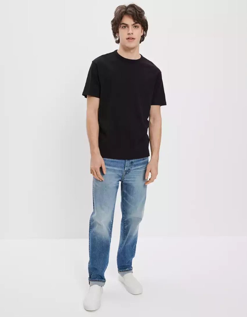 T Shirts American Eagle AE Super Soft Slub Noir Homme | CAF-15468181